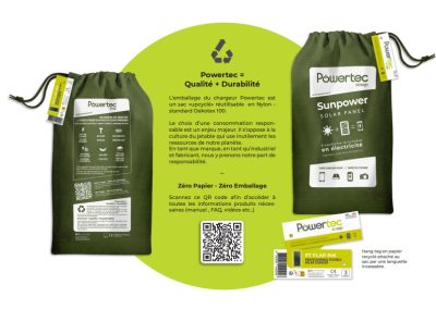 chargeur solaire 2025 avec emballage upcyclé réutilisable