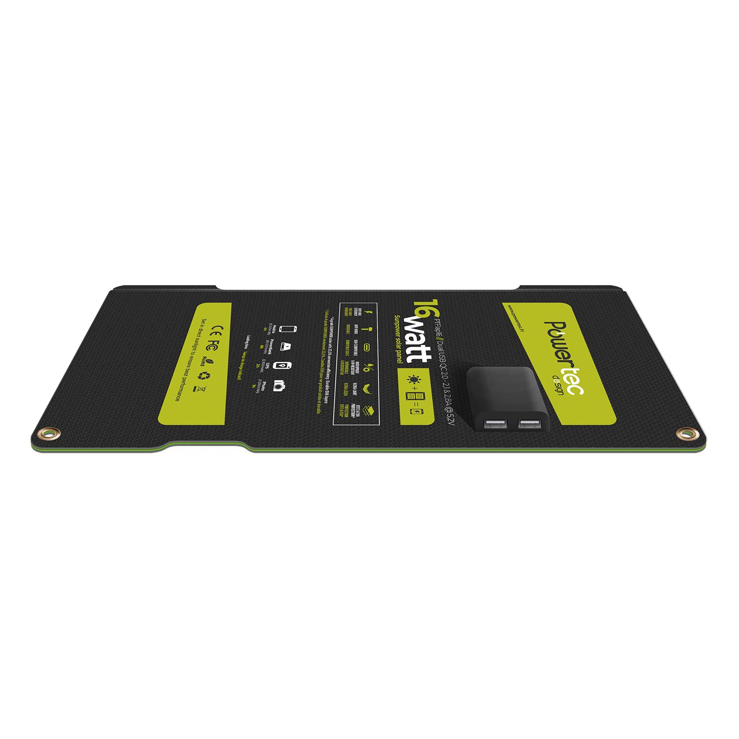Chargeur solaire portable PTFlap16 plié
