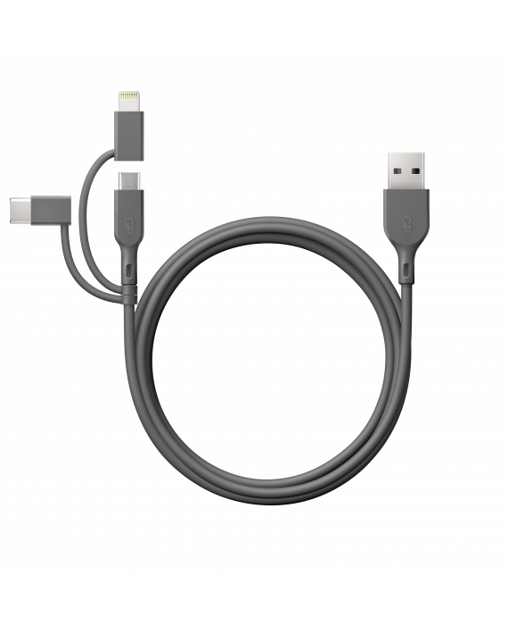 180cm - Cable Cordon Noir Prise double USB-C Charge Rapide