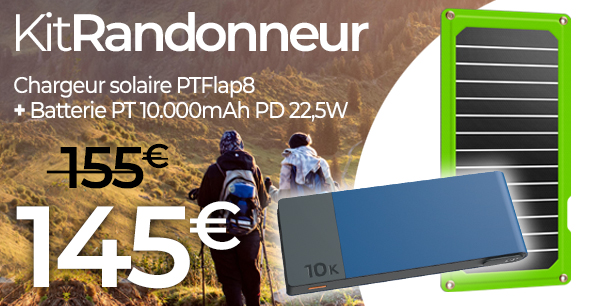 kit randonneur Powertec - batterie externe solaire