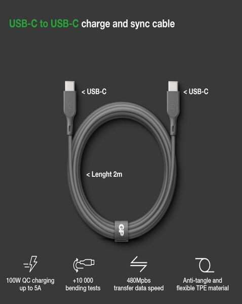 CABLE USB-C CHARGE AND SYNC 2m