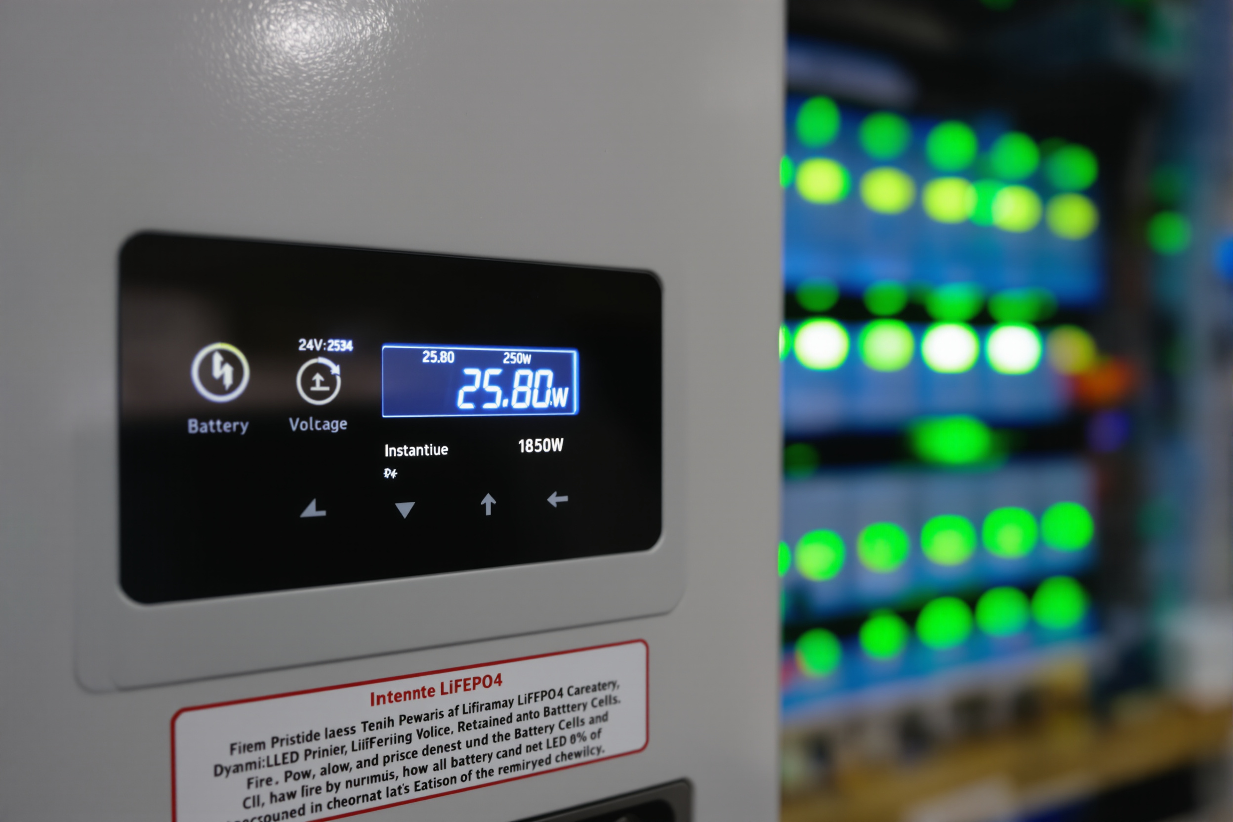 Écran de contrôle d'un convertisseur 24V affichant les données en temps réel