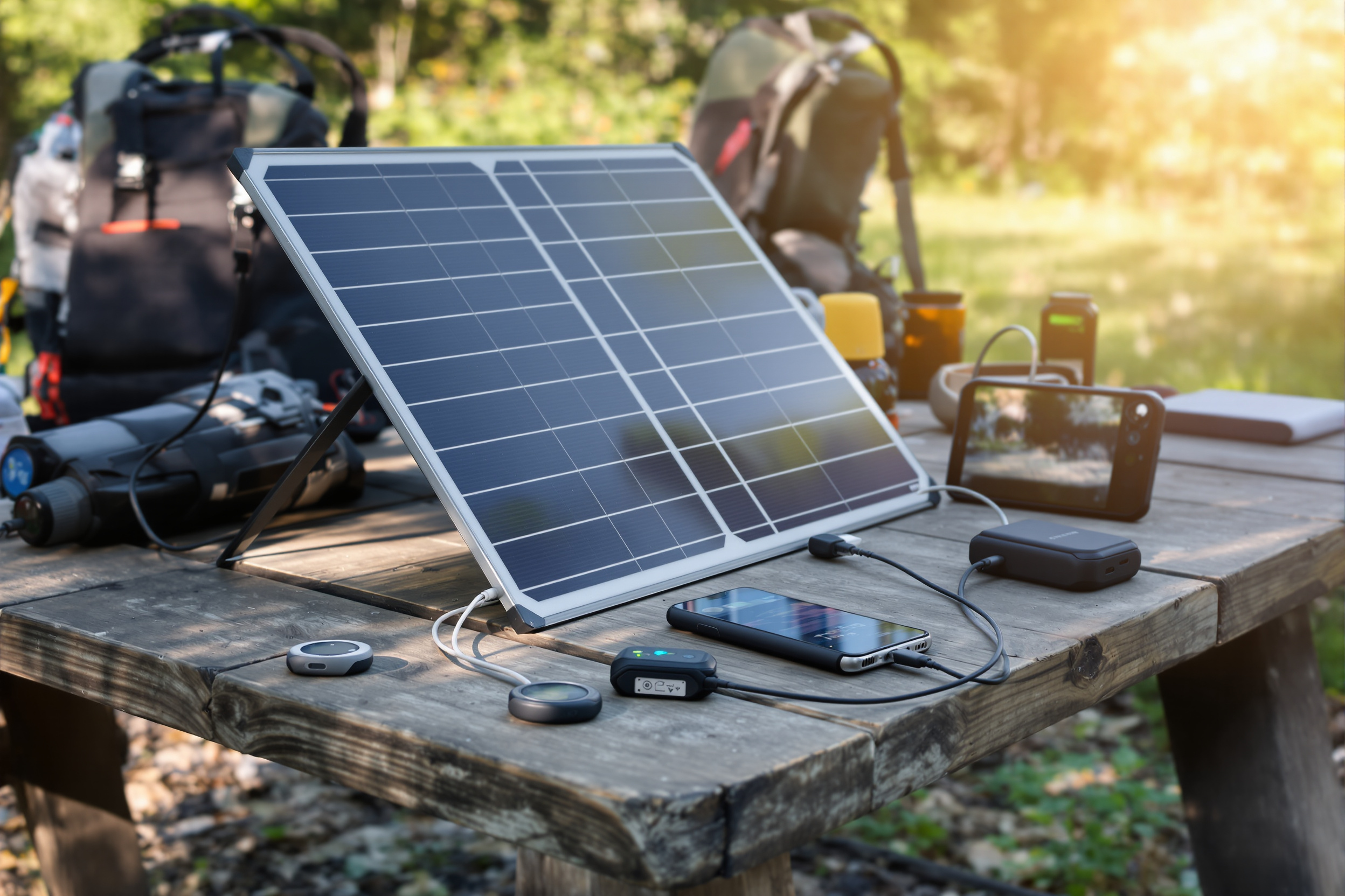 Panneau solaire portable rechargeant appareils électroniques