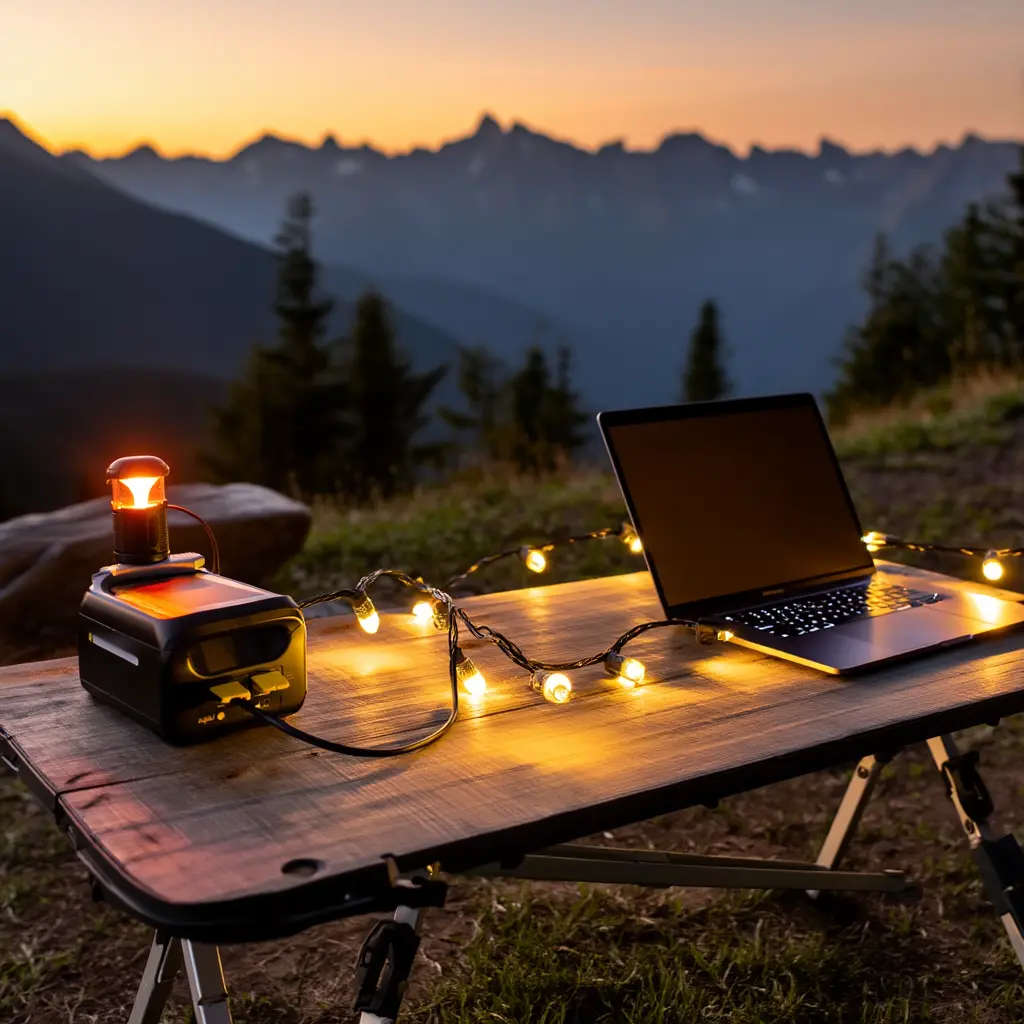 Station d'alimentation portable démontrant la génération thermoélectrique en camping