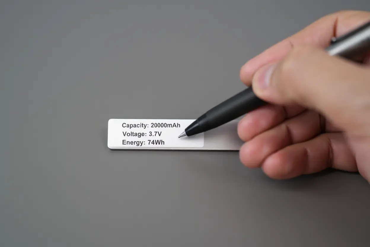 Étiquette de capacité d'une batterie externe