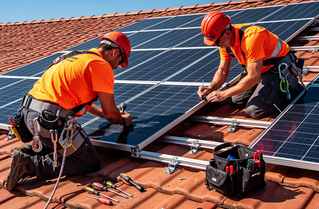 Installation professionnelle de panneaux solaires sur une toiture